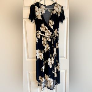 Navy dress with white flower detail from Pink Blush